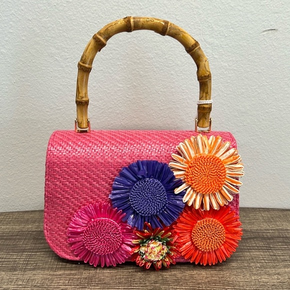 Haute Hippie Handbags - Haute Hippie | Pink Mini Bag w/ Bamboo Handle & Crossbody Chain